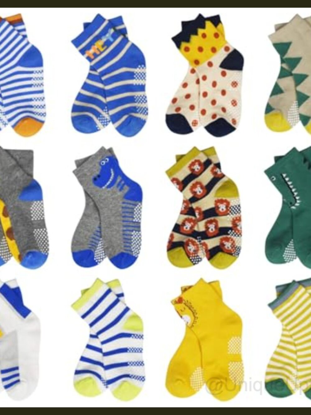 Toddler Non-Slip Grip Socks 12 Pairs Cotton Ankle Socks for Kids 1-7T